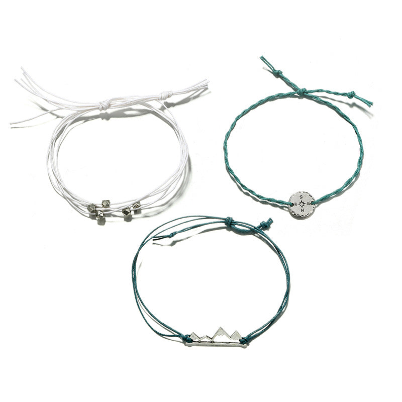 Emperio Armani EAG Silver Pave Charm Turquoise Friendship Bracelet