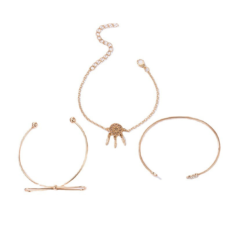 Scintillare by Sukkhi Stunning Multi Layered Gold Plated Dream Catcher Bracelet for Women