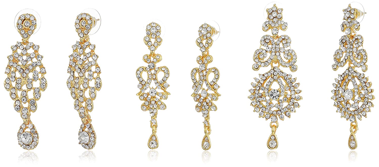 Sukkhi Stylish Gold Plated Austrian Diamond Choker Necklace Set Combo For Women