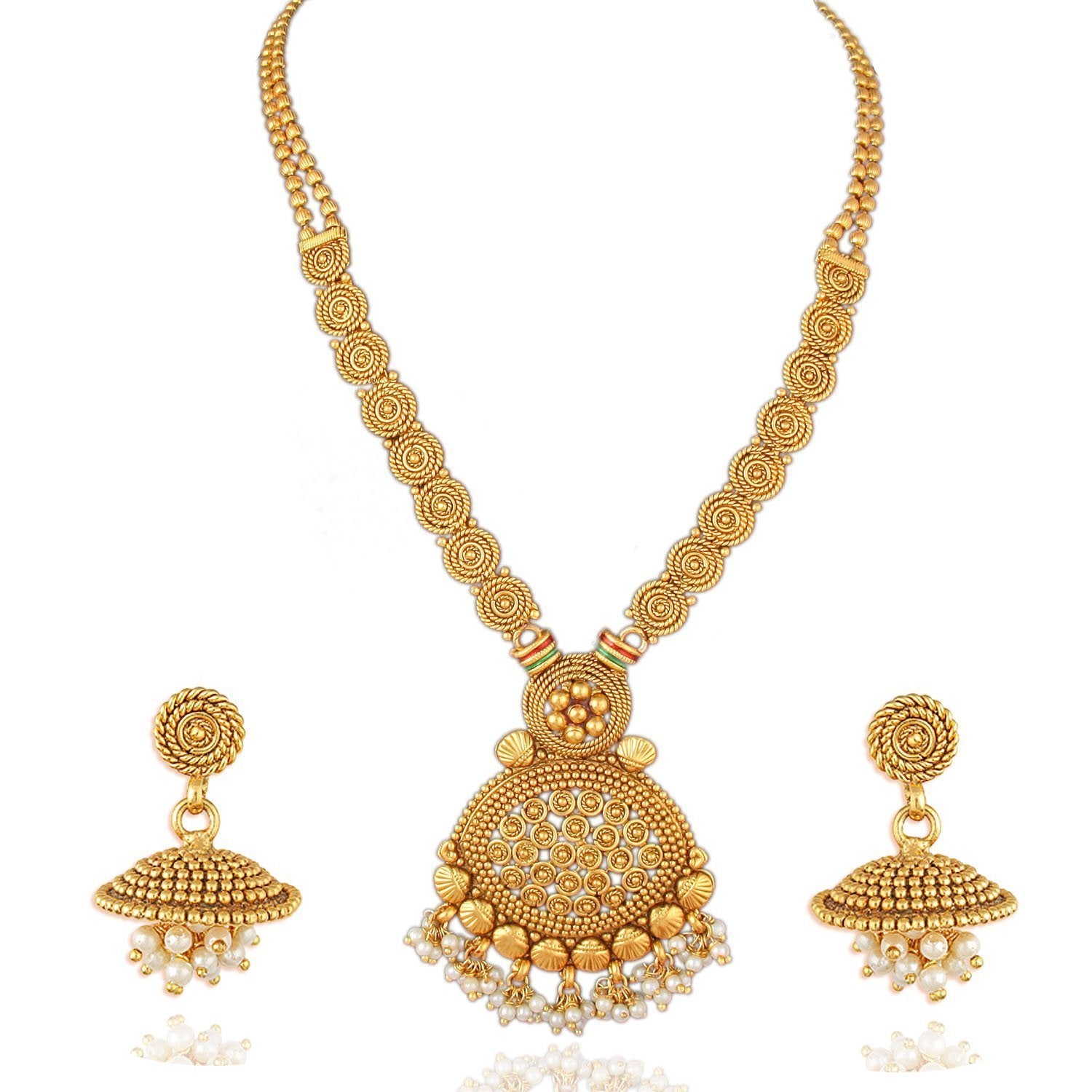 Sukkhi Peacock Gold Plated Necklace Set & Kada Combo For Women