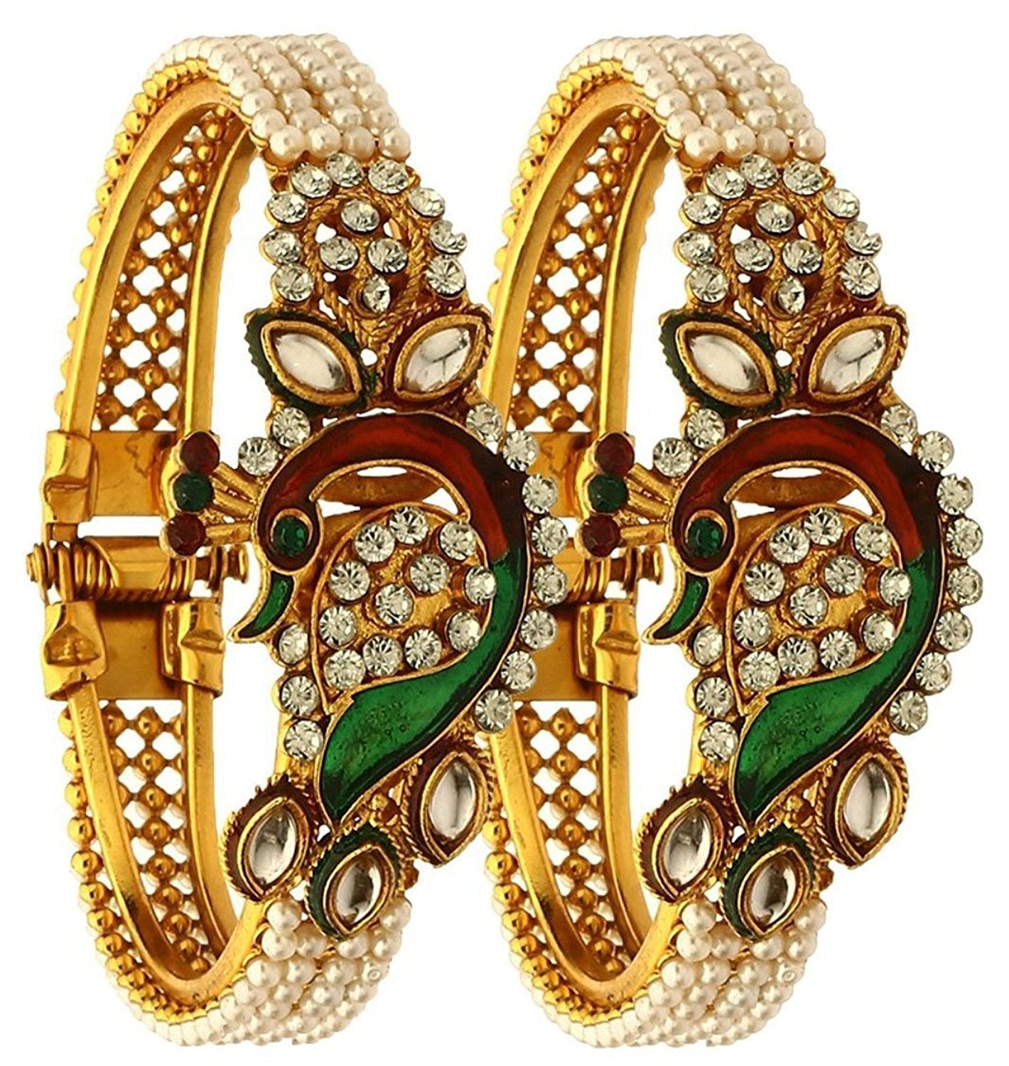 Sukkhi Peacock Gold Plated Necklace Set & Kada Combo For Women