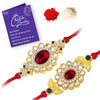 Sukkhi Elegant Gold Plated Designer Floral Rakhi Combo (Set of 2) with Roli chawal and Greeting Card
