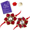 Sukkhi Exquisite Gold Plated Floral Rakhi Set Combo (Set of 2) with Roli chawal and Greeting Card