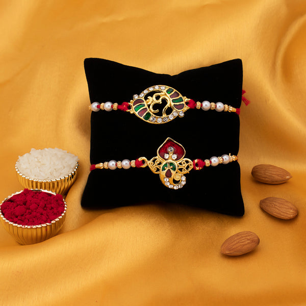 Sukkhi Creative Gold Plated Traditional Meenakari Rakhi Combo Set (Set ...