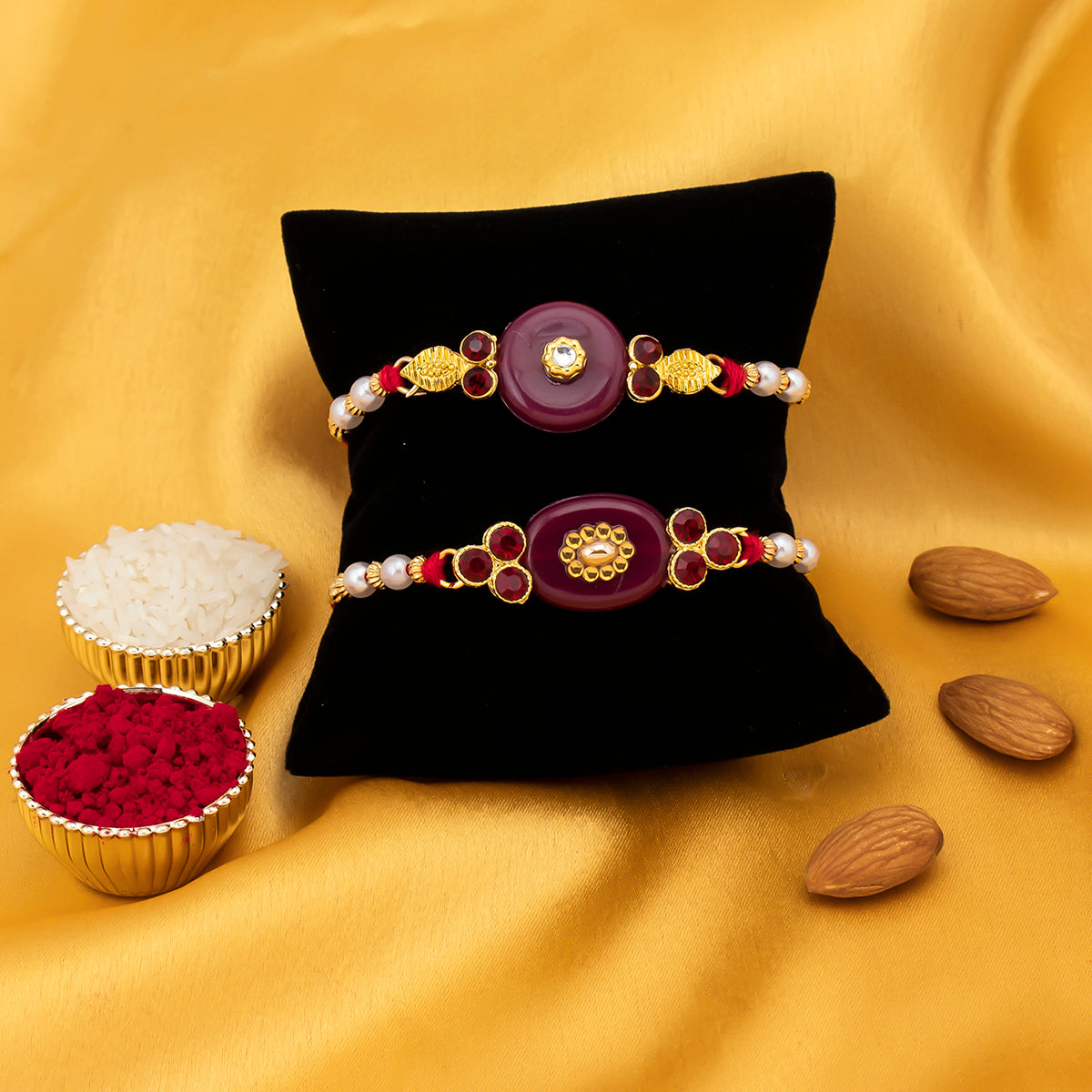 Sukkhi Attractive Rakhi Combo (Set of 2) with Roli Chawal and Raksha Bandhan Greeting Card For Men