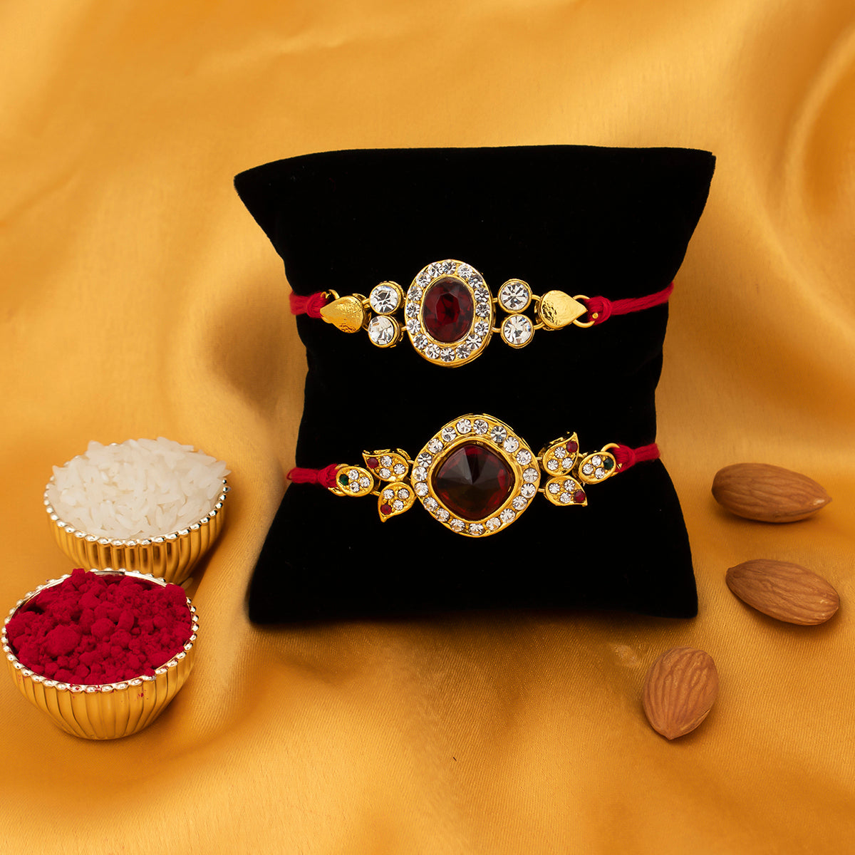 Sukkhi Modern Rakhi Combo (Set of 2) with Roli Chawal and Raksha Bandhan Greeting Card For Men