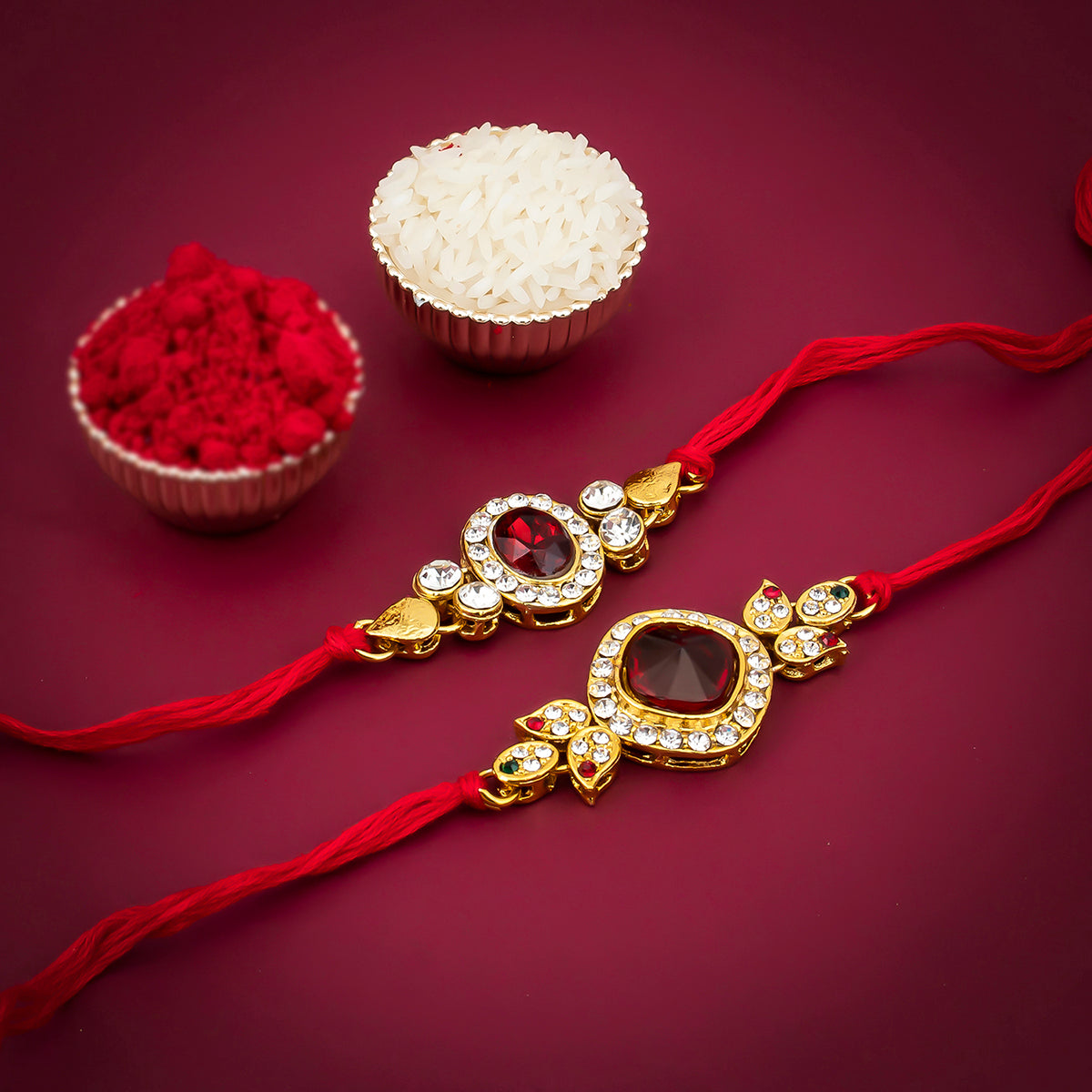 Sukkhi Modern Rakhi Combo (Set of 2) with Roli Chawal and Raksha Bandhan Greeting Card For Men