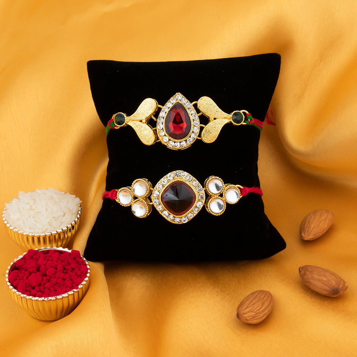 Sukkhi Incredible Rakhi Combo (Set of 2) with Roli Chawal and Raksha Bandhan Greeting Card For Men