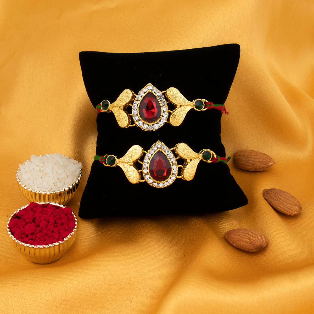 Sukkhi Trendy Rakhi Combo (Set of 2) with Roli Chawal and Raksha Bandhan Greeting Card For Men