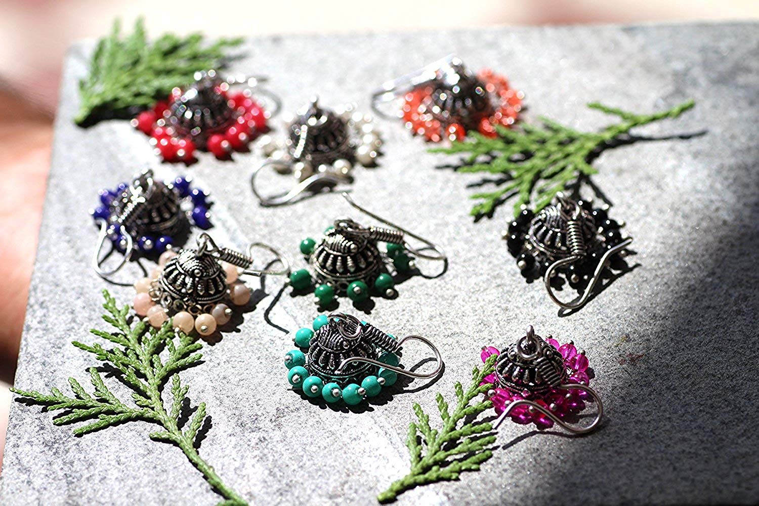 Sukkhi Exclusive Multicolor Oxidised Combo Of 9 Jhumki Earrings For Women