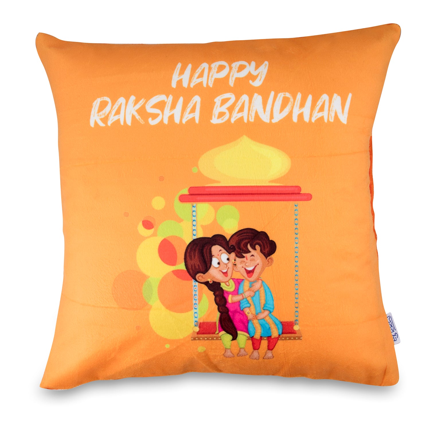 Sukkhi Raksha Bandhan Gifts Gold Plated Rakhi with Roli Chawal & Raksha Bandhan Greeting Card, Printed Cushion Cover Without Filler, Coffee Mug & My Brother is a Superhero Badge Combo for Brother