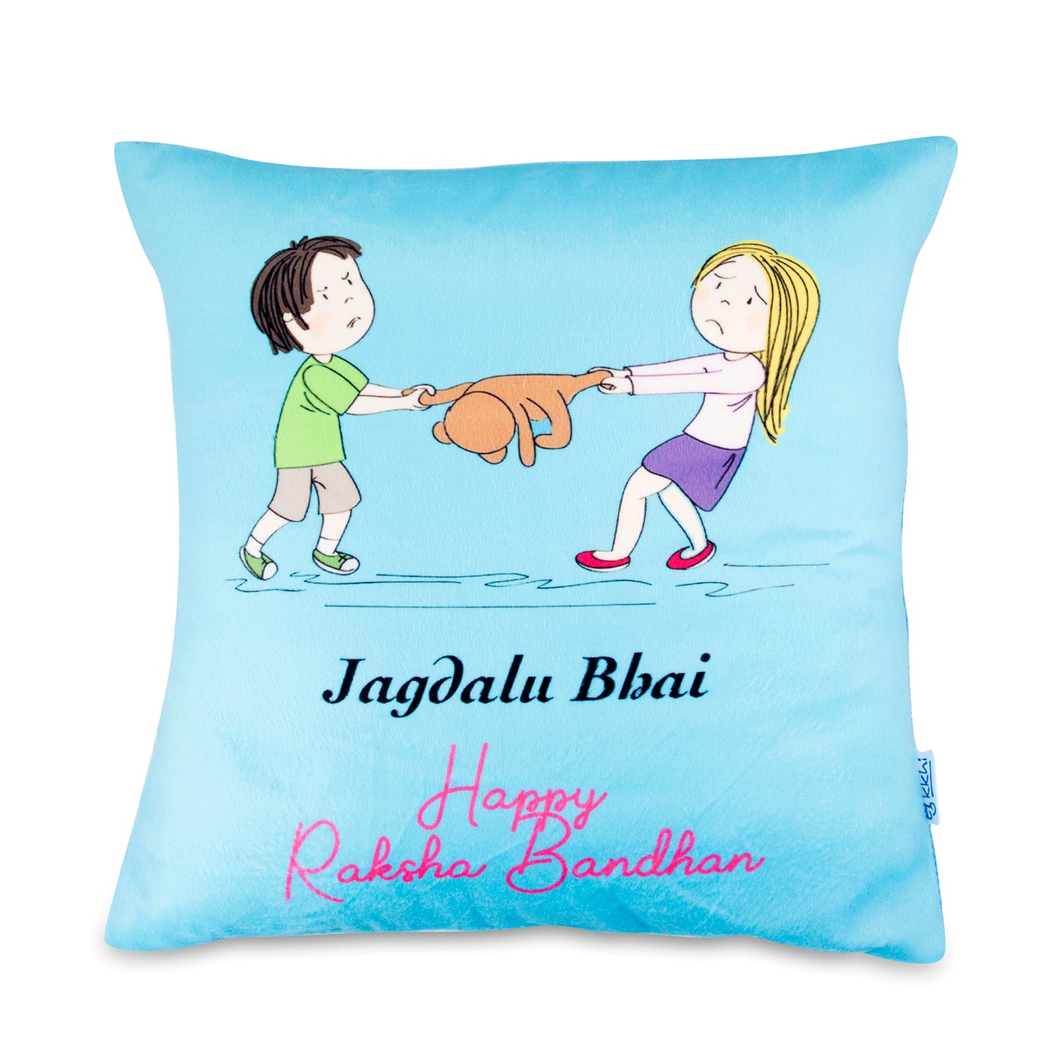 Sukkhi Raksha Bandhan Gifts Gold Plated Rakhi with Roli Chawal & Raksha Bandhan Greeting Card, Printed Cushion Cover Without Filler, Coffee Mug & My Brother is a Superhero Badge Combo for Brother