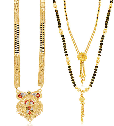 Sukkhi Glossy Gold Plated Mangalsutra Pendant Combo for Women
