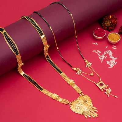 Sukkhi Majestic Gold Plated Mangalsutra Pendant Combo for Women