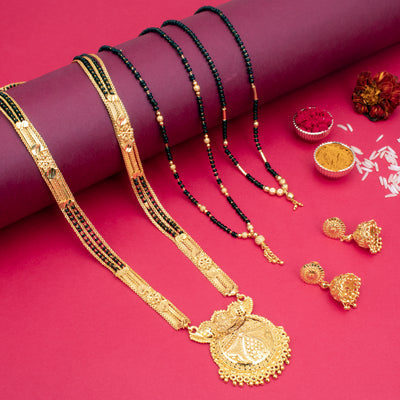 Sukkhi Spectacular Gold Plated Combo Mangalsutra Set for Women