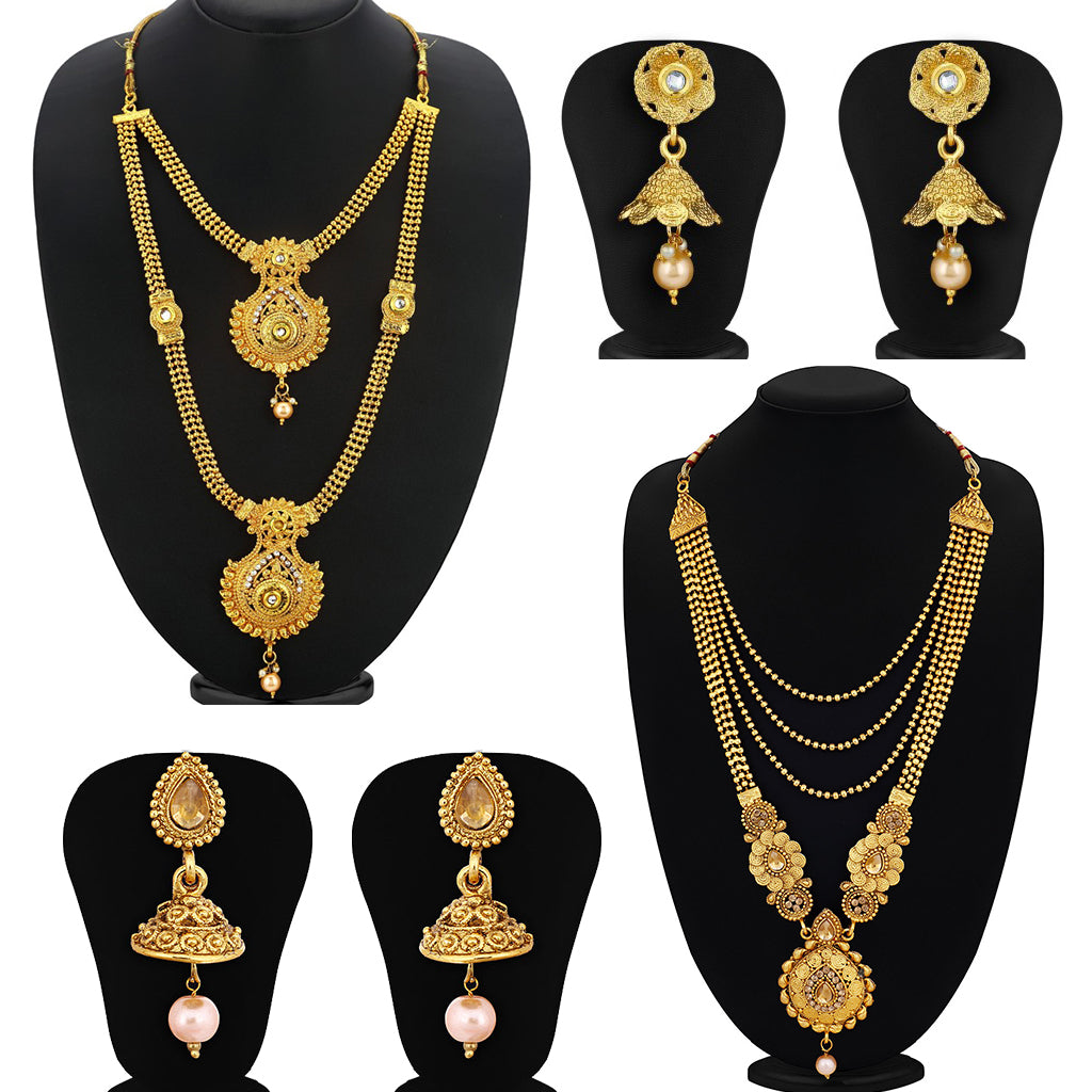 Sukkhi Traditional Gold Plated Long Haram Necklace Set For Women