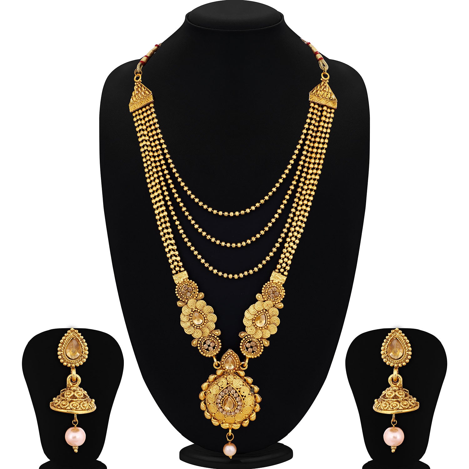 Sukkhi Traditional Gold Plated Long Haram Necklace Set For Women