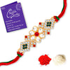 Sukkhi Classic Gold Plated Floral Rakhi Combo (Set of 3) with Roli Chawal and Raksha Bandhan Greeting Card For Men