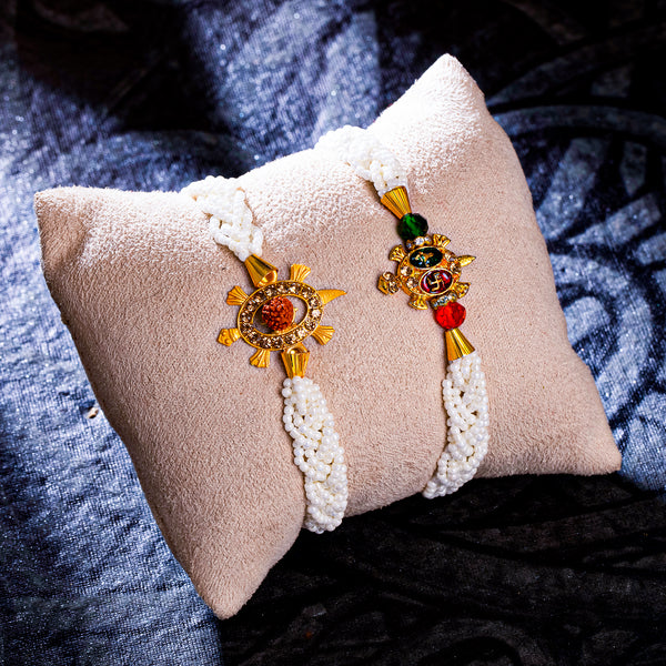 Sukkhi Glorious Gold Plated Turtle Rakhi Combo (Set of 2) with Roli Ch ...