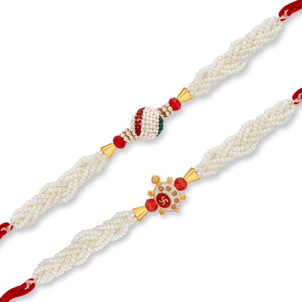 Sukkhi Elegant Gold Plated Turtle Rakhi Combo (Set of 2) with Roli Cha ...