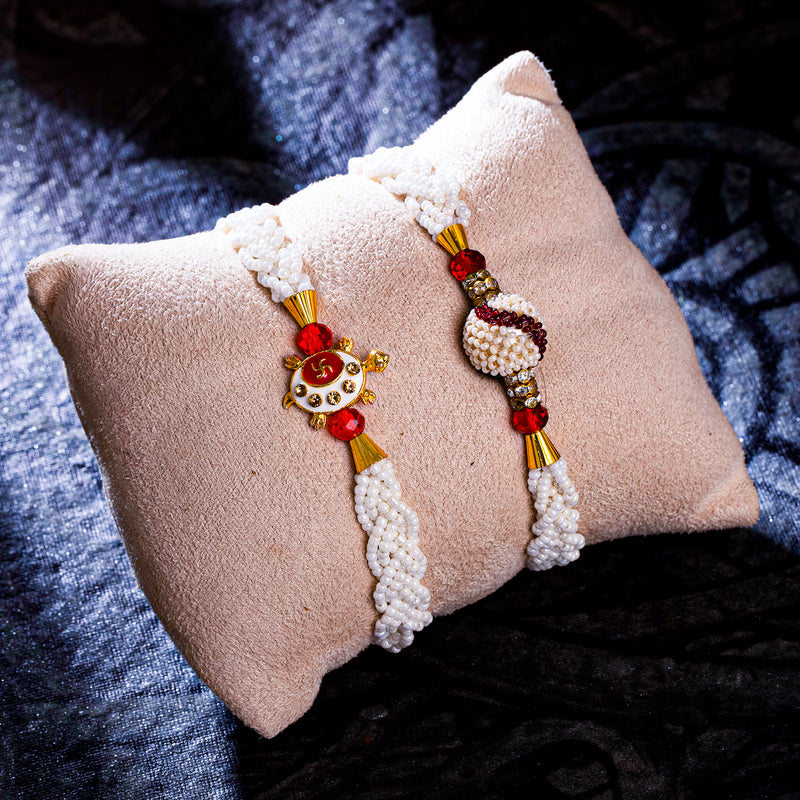 Sukkhi Elegant Gold Plated Turtle Rakhi Combo (Set of 2) with Roli Cha ...