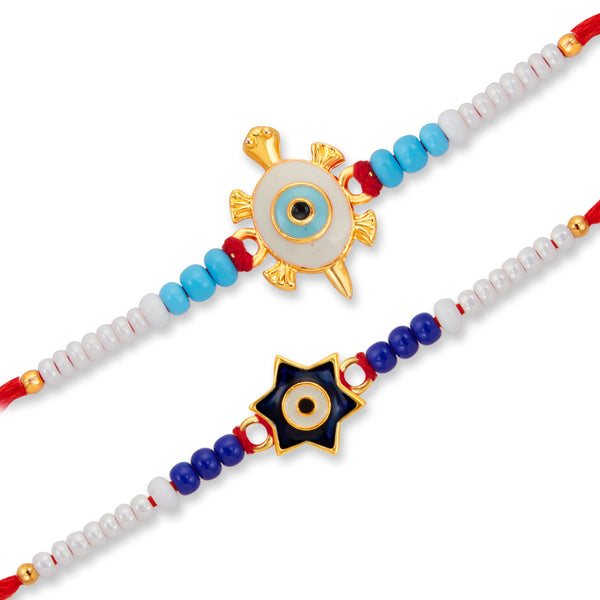 Sukkhi Exclusive Gold Plated Turtle Rakhi Combo (Set of 2) with Roli C ...