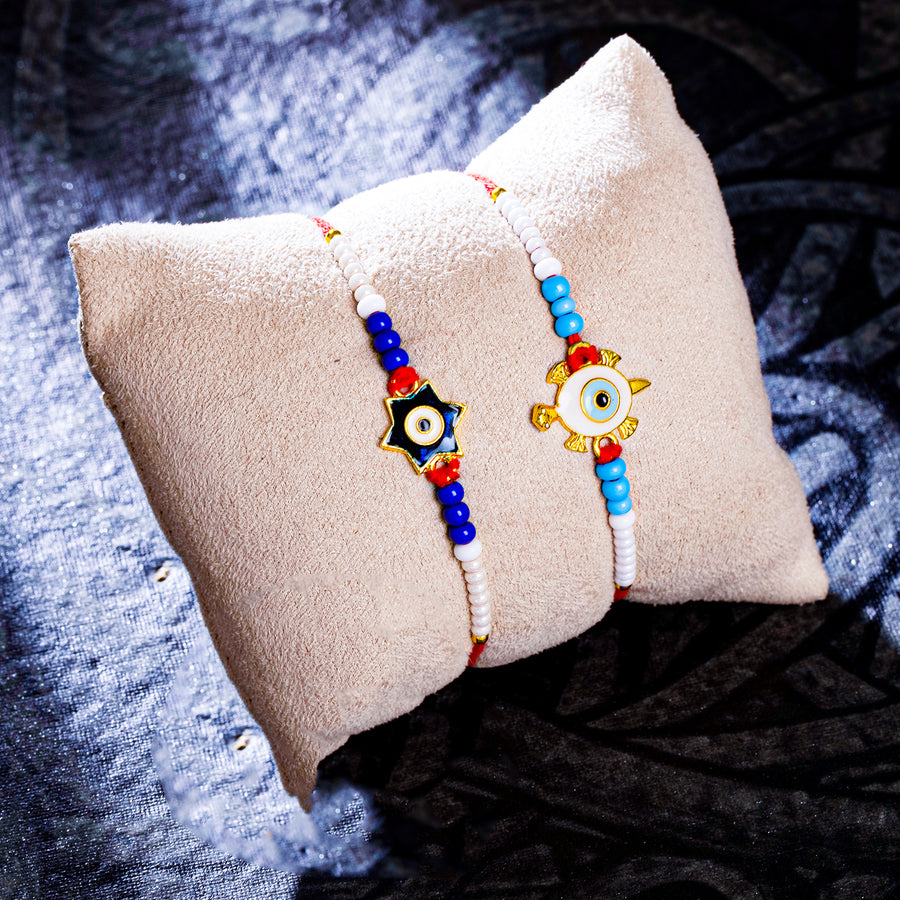 Sukkhi Exclusive Gold Plated Turtle Rakhi Combo (Set of 2) with Roli Chawal and Raksha Bandhan Greeting Card For Men