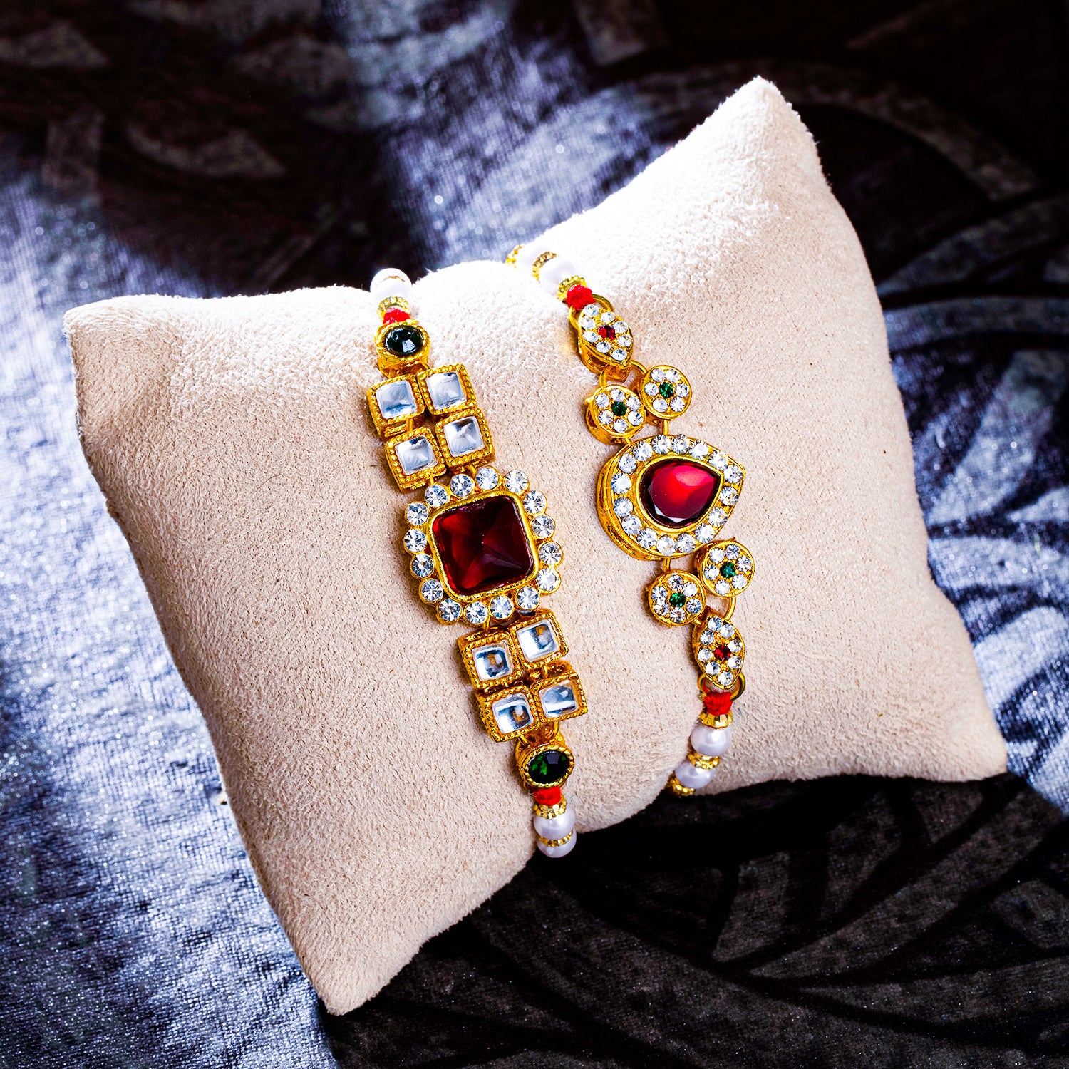 Sukkhi Dazzling Gold Plated Rakhi Combo (Set of 2) with Roli Chawal and Raksha Bandhan Greeting Card For Men