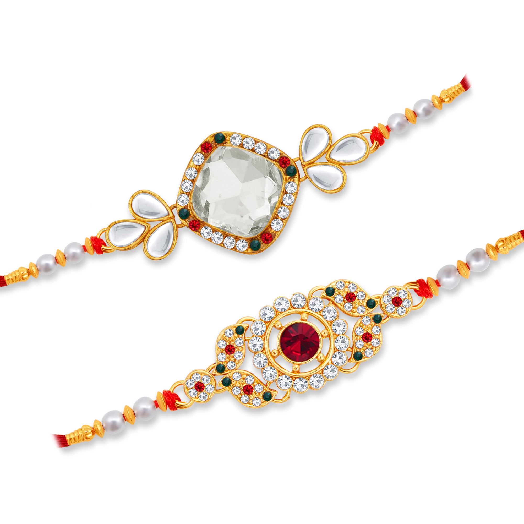 Sukkhi Incrediable Gold Plated Rakhi Combo (Set of 2) with Roli Chawal and Raksha Bandhan Greeting Card For Men