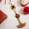 Sukkhi Dazzling Gold Plated Bhaiya Bhabhi Rakhi Lumba Set with Roli Chawal and Raksha Bandhan Greeting Card