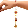 Sukkhi Dazzling Gold Plated Bhaiya Bhabhi Rakhi Lumba Set with Roli Chawal and Raksha Bandhan Greeting Card