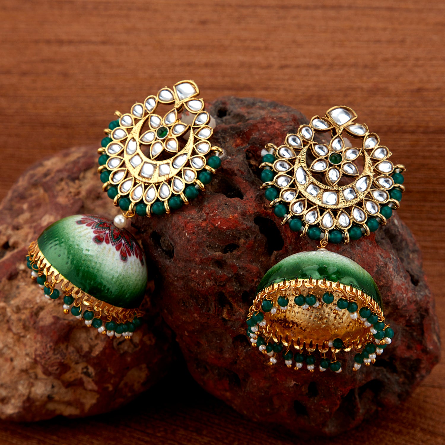 Sukkhi Spectacular Pearl Gold Plated Kundan Jhumki Earring for Women