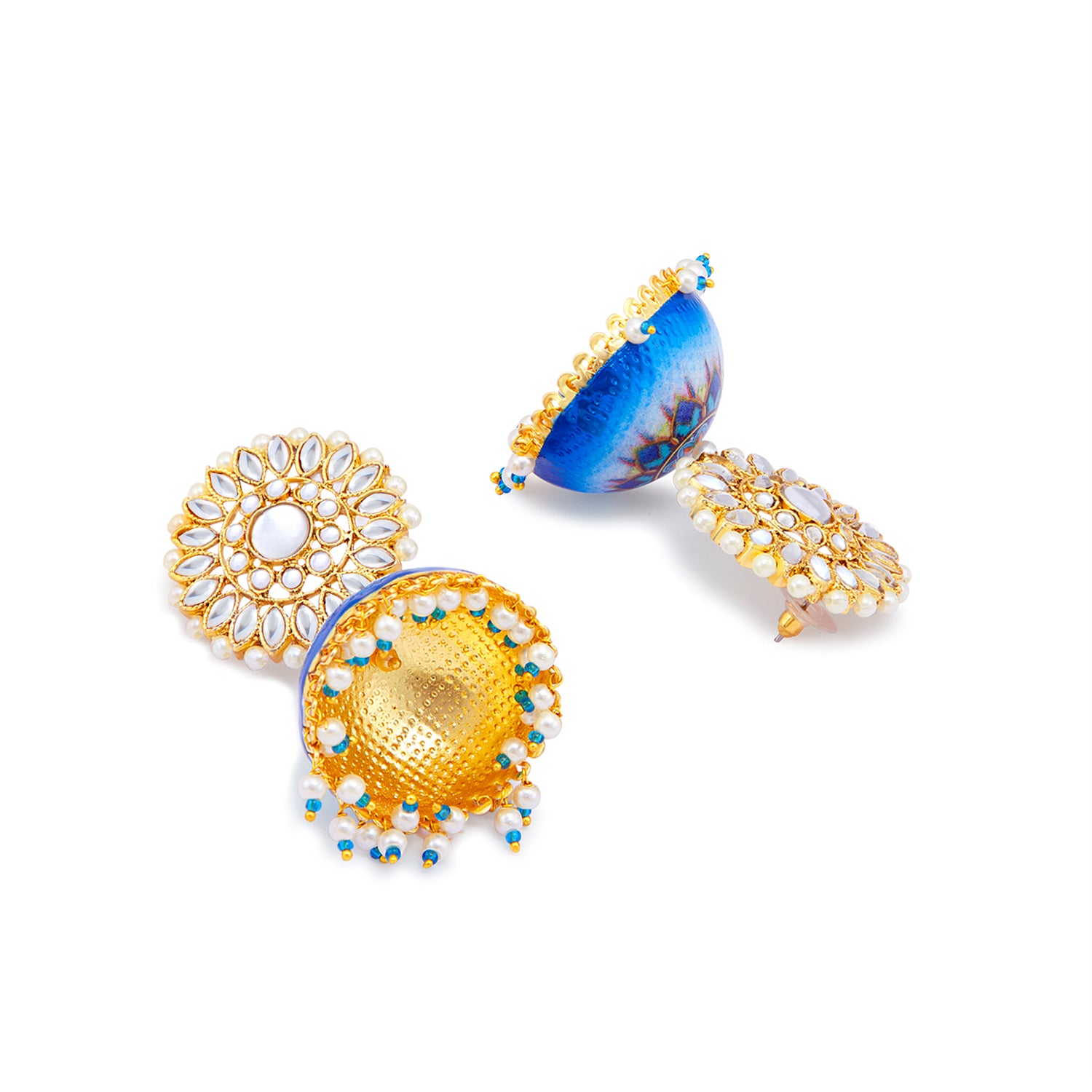 Sukkhi Classy Pearl Gold Plated Kundan Jhumki Earring for Women