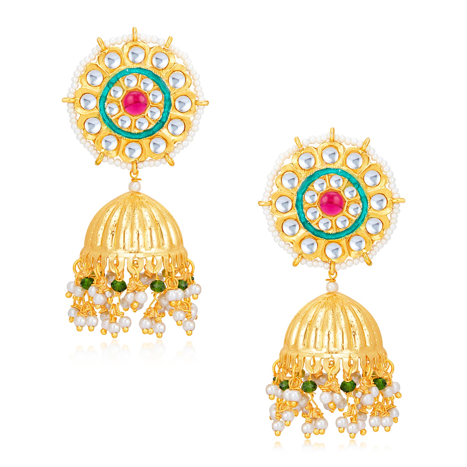 Sukkhi Fancy Pearl Gold Plated Kundan Jhumki Earring for Women