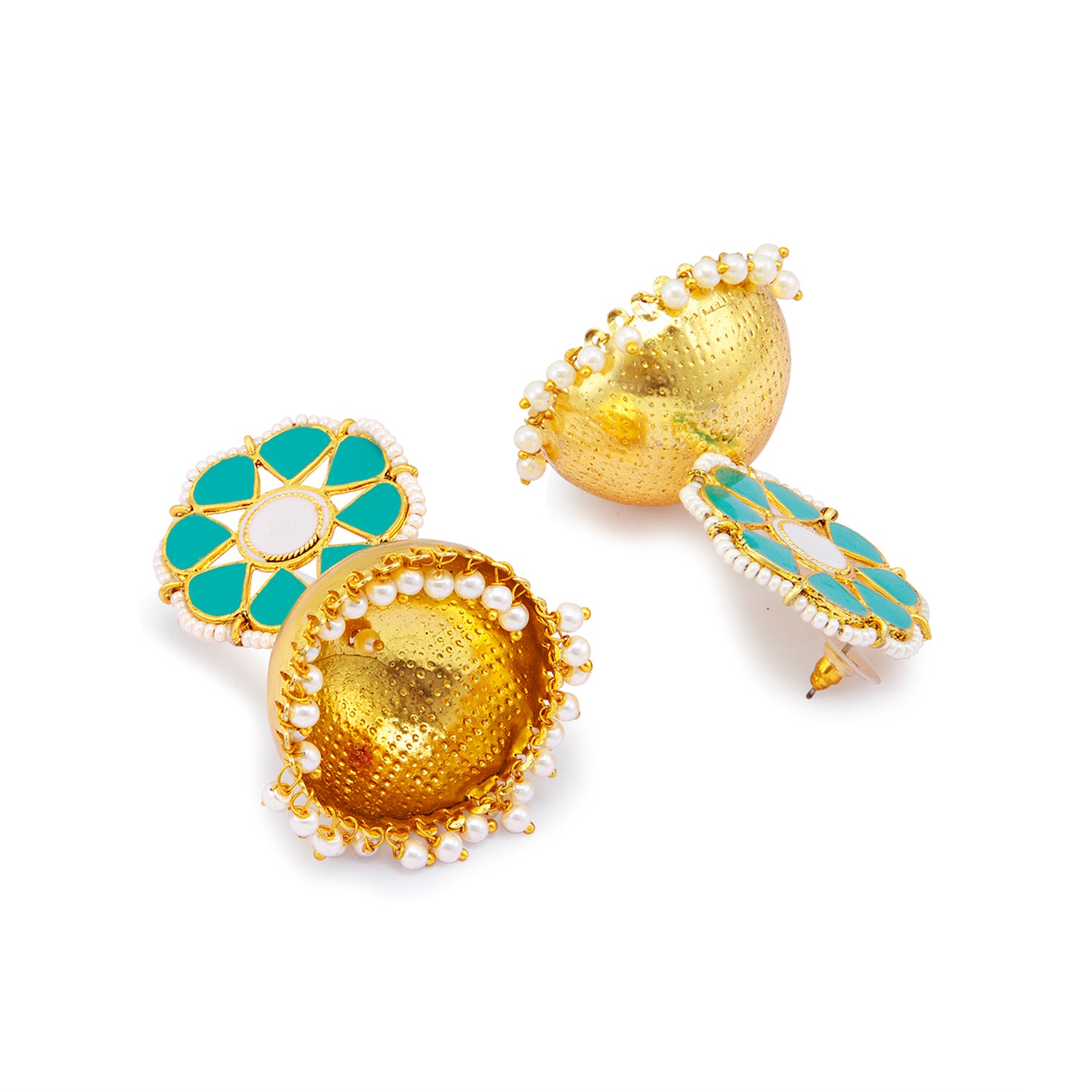 Sukkhi Glossy Pearl Gold Plated Jhumki Earring for Women