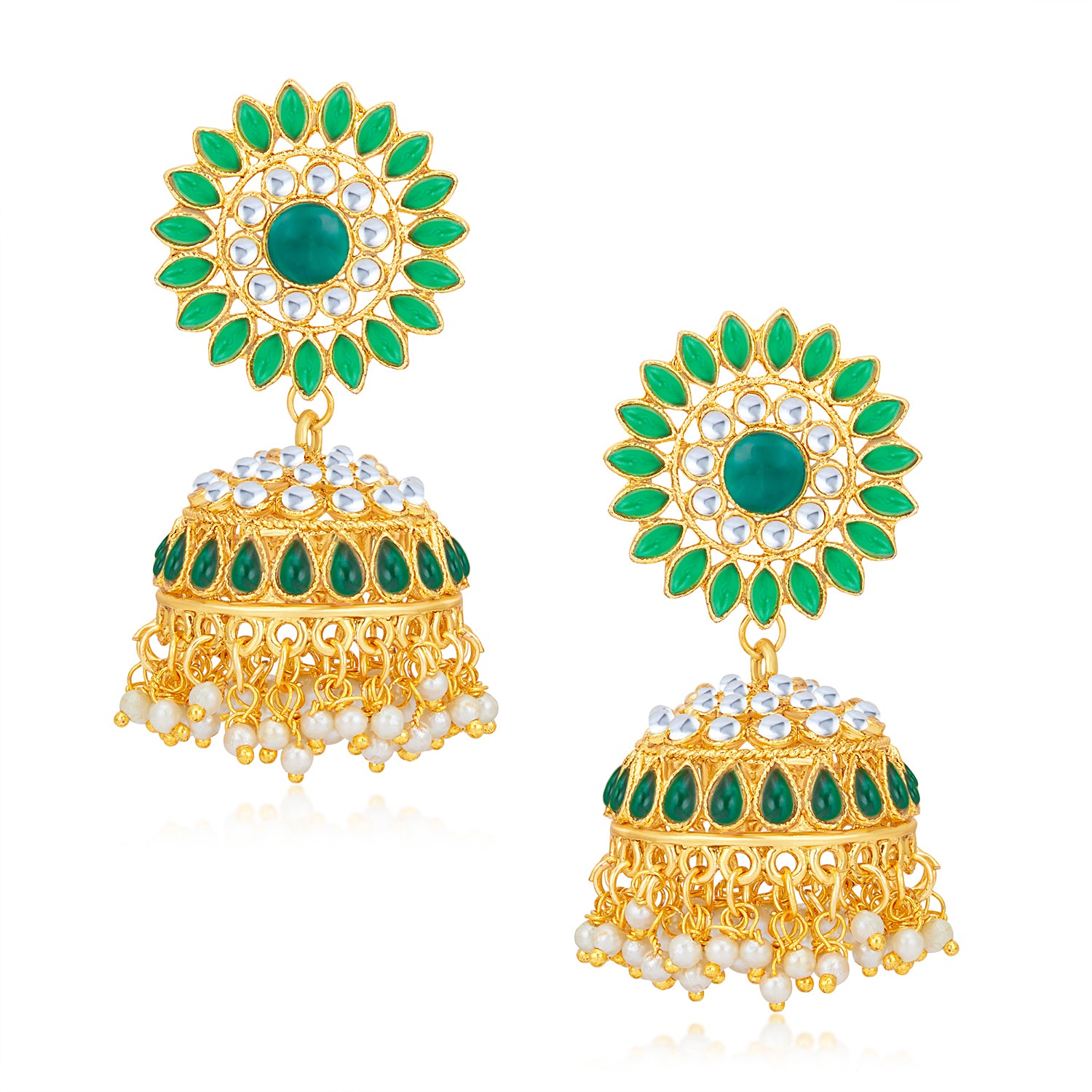 Sukkhi Ravishing Pearl Gold Plated Kundan Jhumki Earring for Women