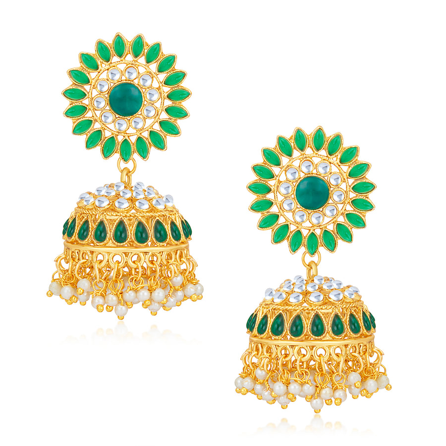 Sukkhi Ravishing Pearl Gold Plated Kundan Jhumki Earring for Women