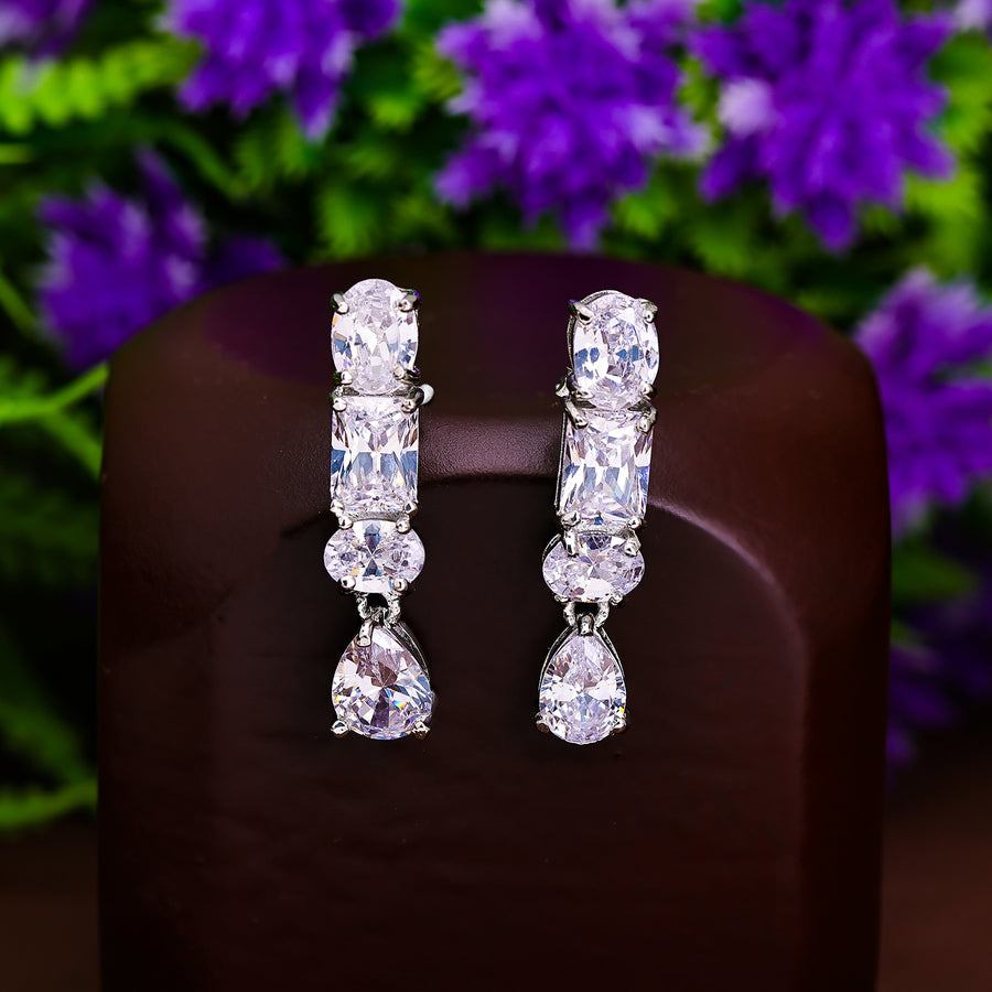 Pissara by Sukkhi Fabulous 925 Sterling Silver Cubic Zirconia Earrings For Women And Girls|with Authenticity Certificate, 925 Stamp & 6 Months Warranty