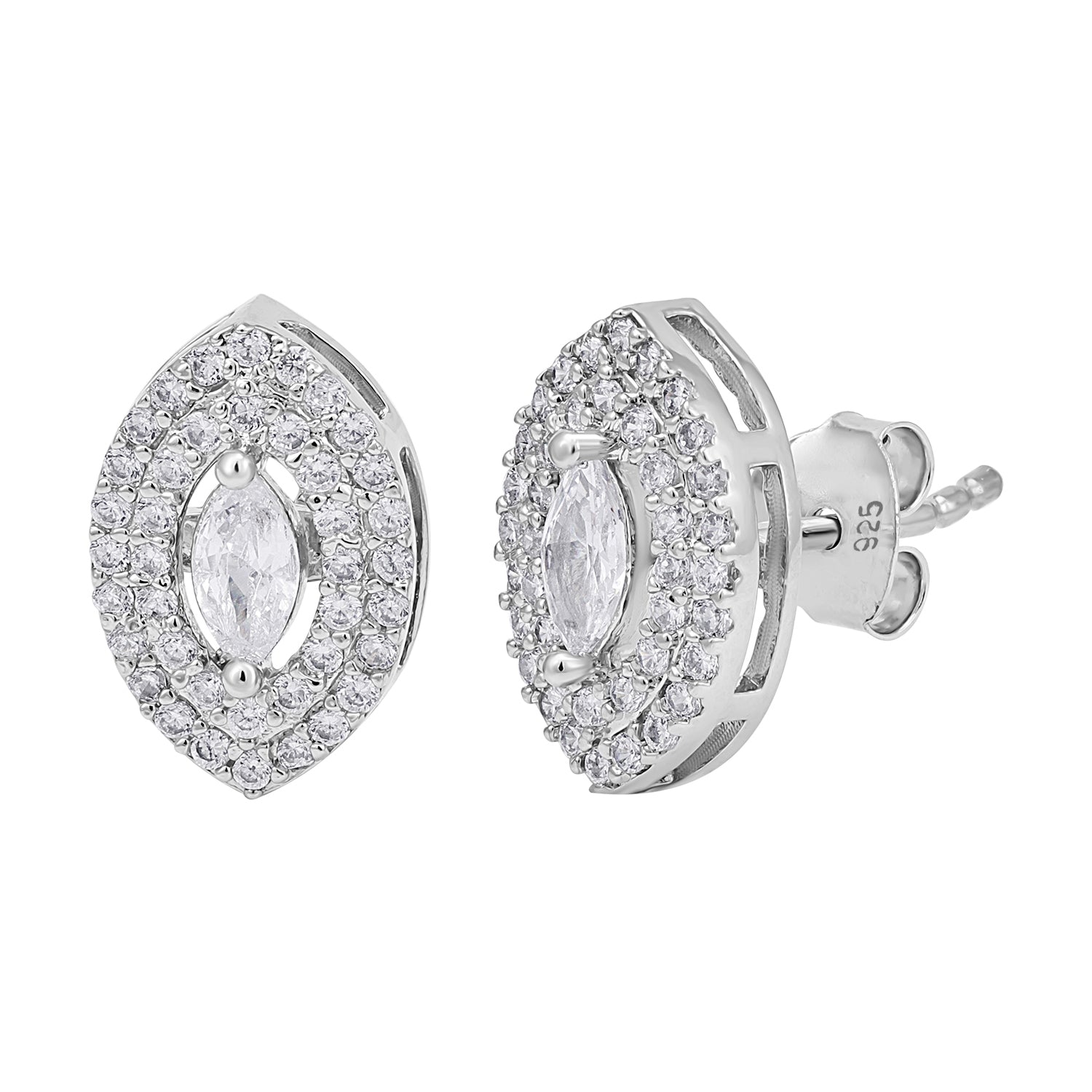 Silgo 925 Sterling Silver Rhodium Plated Cubic Zirconia Earrings For Women