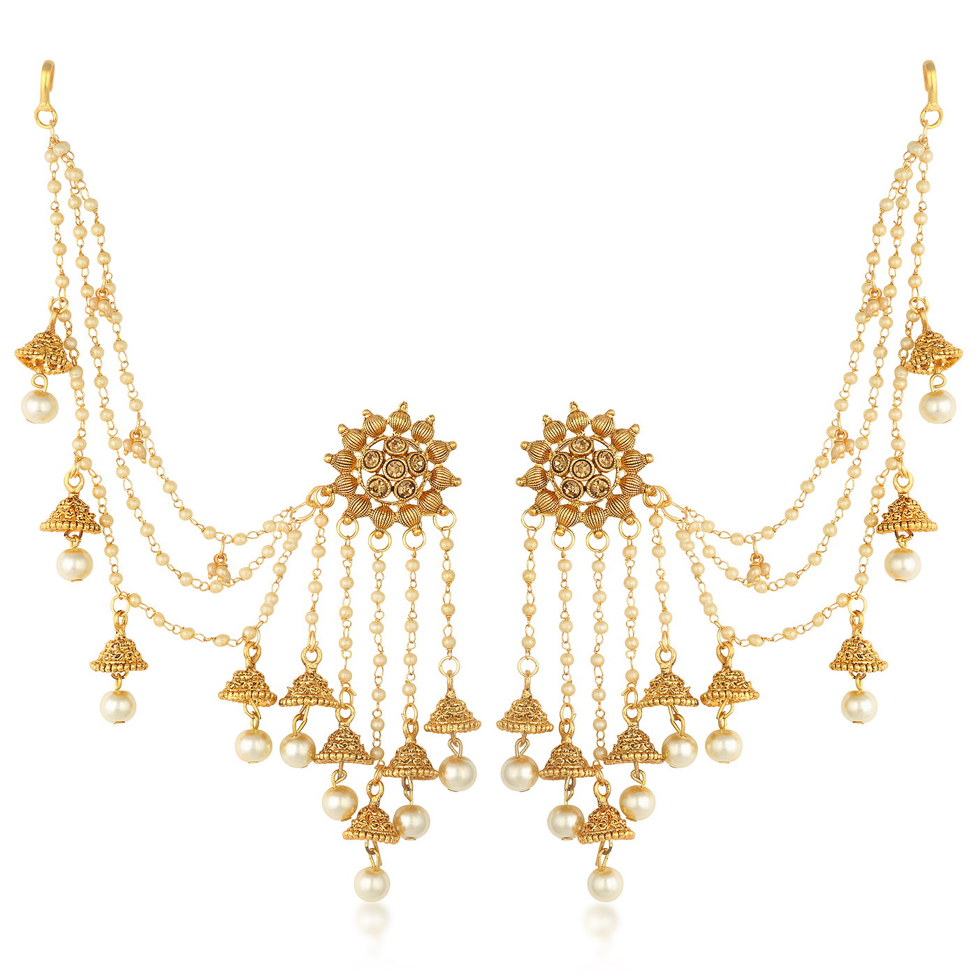 Sukkhi Bahubali Flower Designer Gold Plated Long Chain Jhumki Earrings For Women
