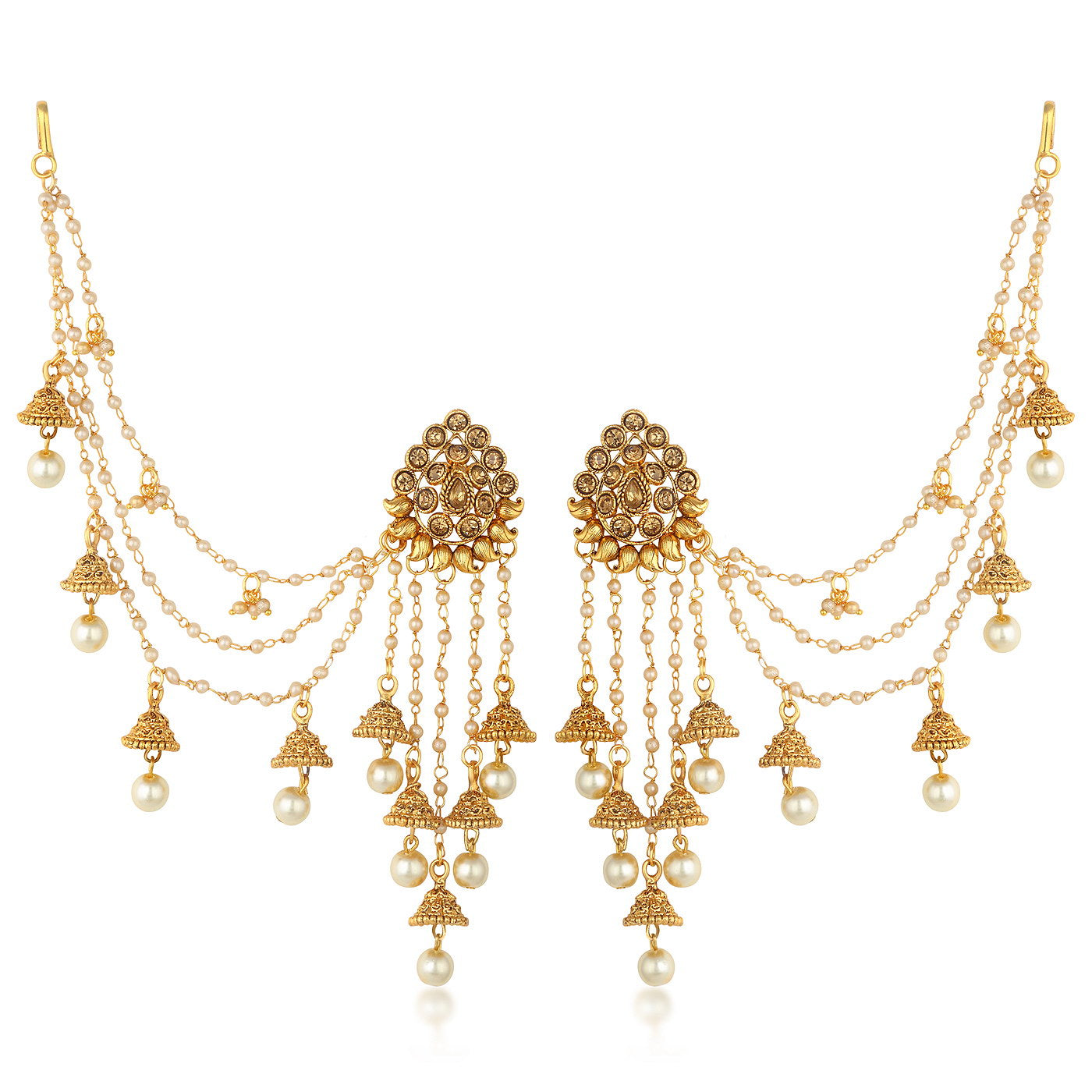 Sukkhi Bahubali Traditional Gold Plated Long Chain Jhumki Earrings For Women