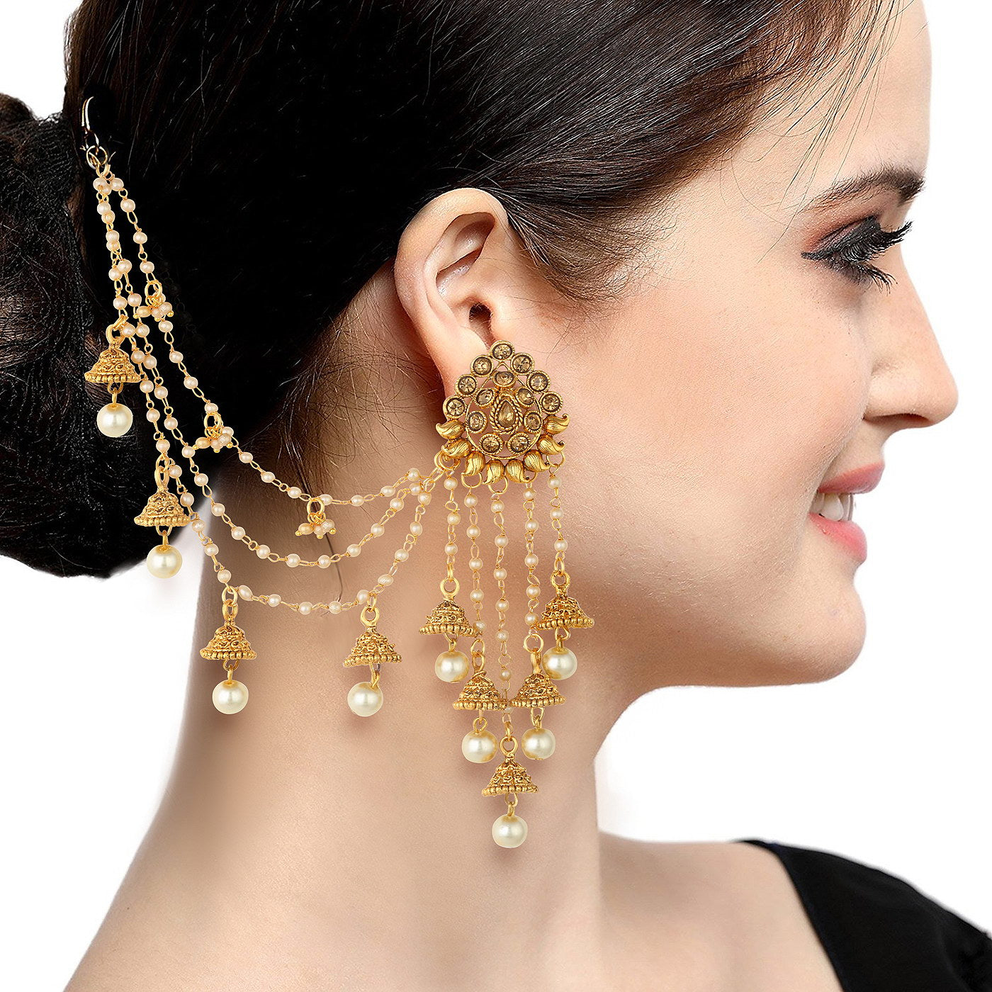 Sukkhi Bahubali Traditional Gold Plated Long Chain Jhumki Earrings