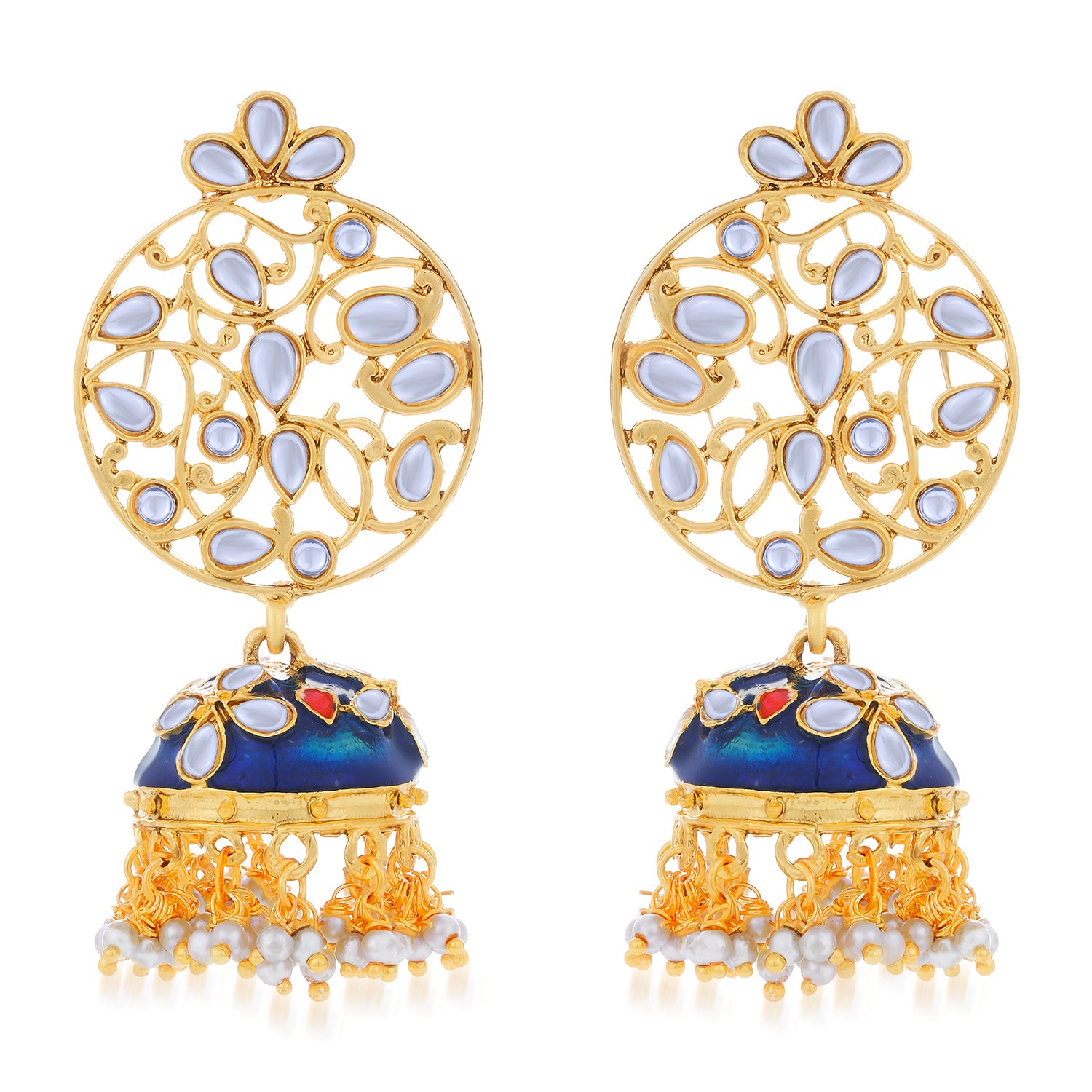 Sukkhi Fabulous Pearl Gold Plated Kundan Jhumki Earring For Women