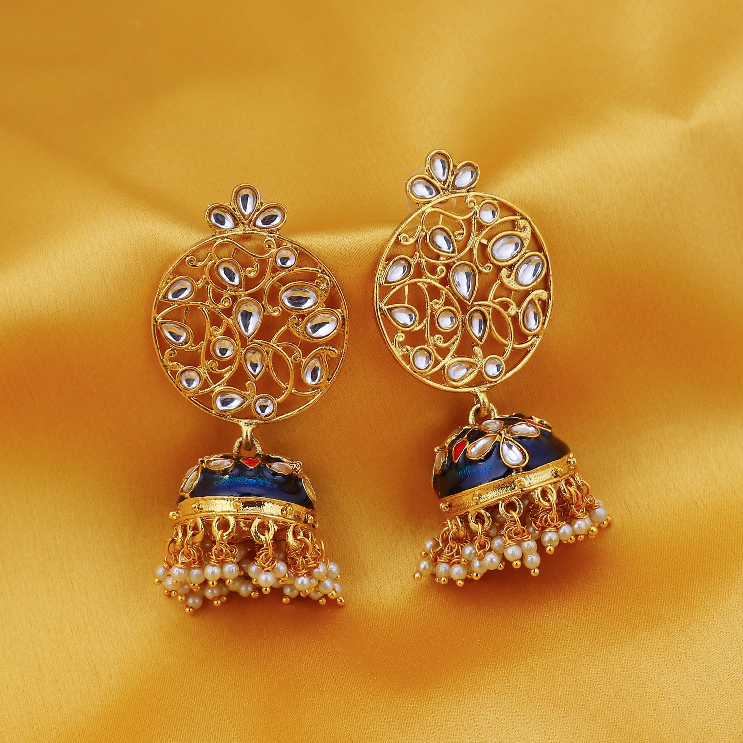 Sukkhi Fabulous Pearl Gold Plated Kundan Jhumki Earring For Women