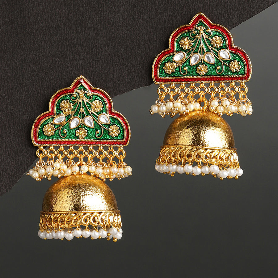 Sukkhi Sober Gold Plated Meenakari Earring for Women
