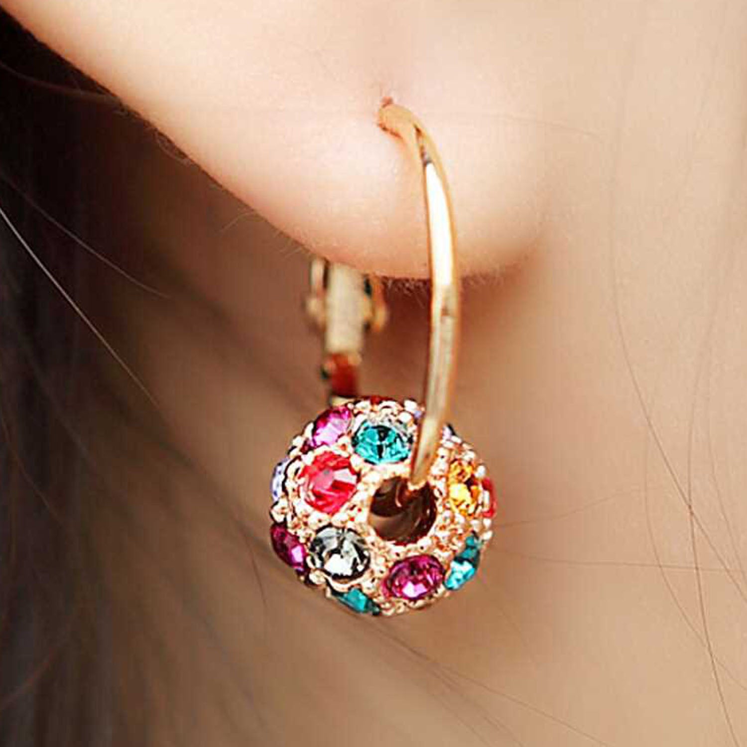 Scintillare by Sukkhi Glittery Crystals from Swarovski Hoops Gold Plated Earring for Women and Girls