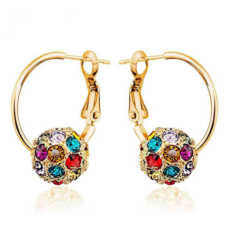 Scintillare by Sukkhi Glittery Crystals from Swarovski Hoops Gold Plated Earring for Women and Girls