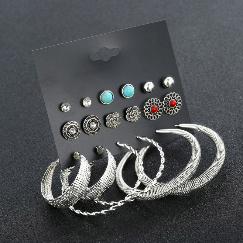 Scintillare by Sukkhi Elegant Oxidised Stud Hoop Earring Combo