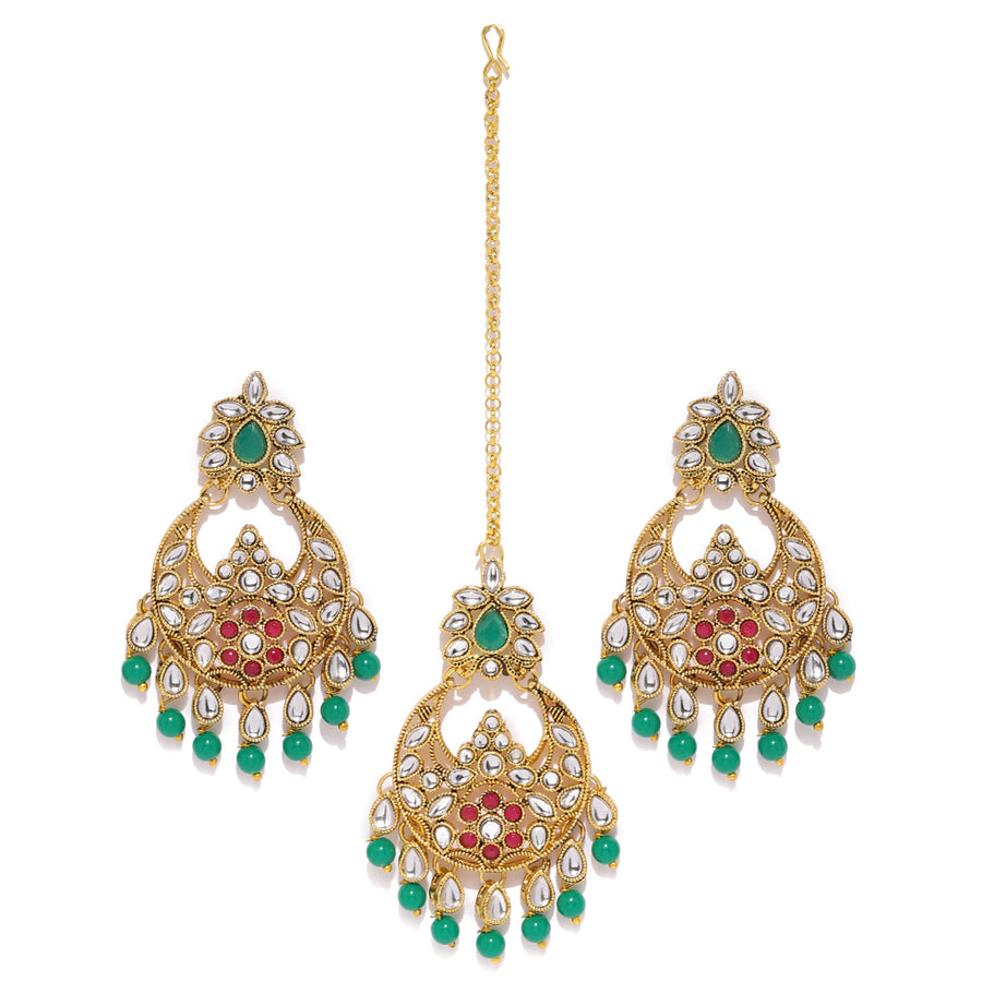 Sukkhi Glistening Gold Plated Kundan Chandbali Earring for Women