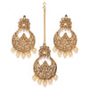 Sukkhi Alluring LCT Gold Plated Pearl Earring Maang Tikka set for Women